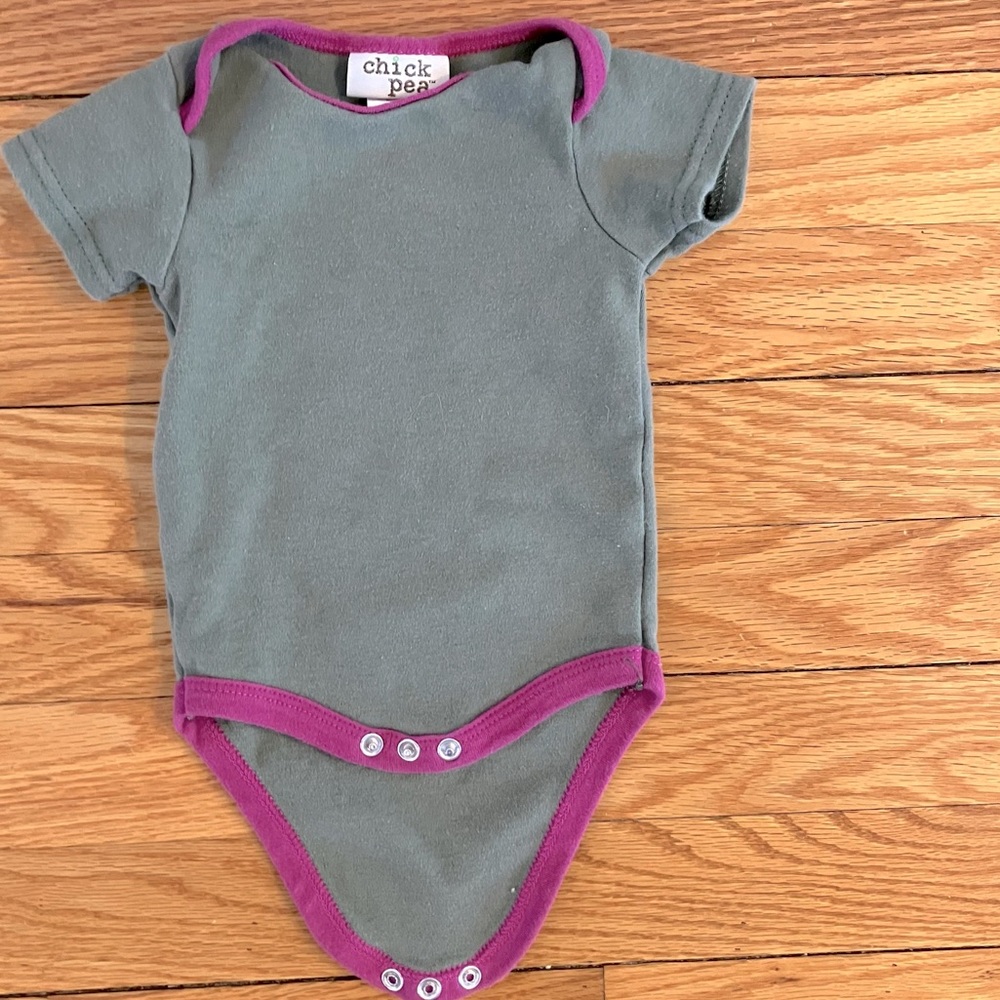 Chick Pea Olive and Magenta Onesie